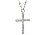 Moissanite Platineve Paperclip Cross Necklace .63ctw DEW
