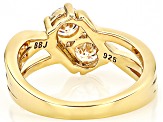 Moissanite 14k Yellow Gold Over Silver Bypass Ring 1.00ctw DEW.