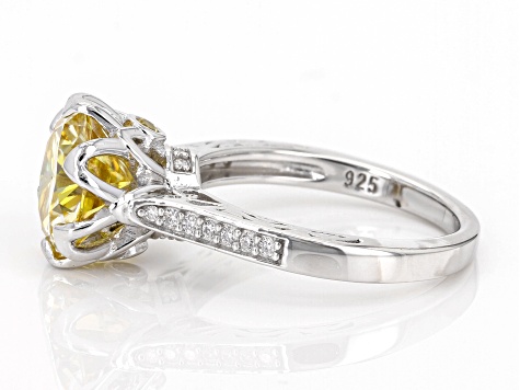 Yellow And Colorless Moissanite With Yellow Sapphire Platineve 3.80ctw DEW.