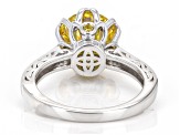 Yellow And Colorless Moissanite With Yellow Sapphire Platineve 3.80ctw DEW.