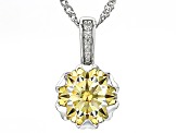 Yellow And Colorless Moissanite With Yellow Sapphire Platineve Pendant 3.66ctw DEW.