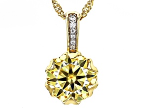 Yellow And Colorless Moissanite And Yellow Sapphire 14k Yellow Gold Over Silver 3.66ctw DEW.