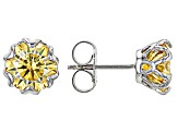 Yellow Moissanite Platineve Stud Earrings 3.80ctw DEW.