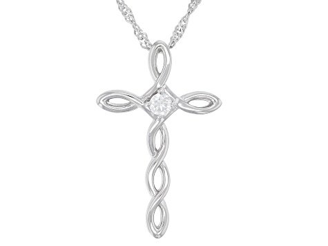 Moissanite Platineve Cross Pendant .10ct DEW