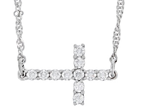 Moissanite Platineve Cross Necklace .33ctw DEW