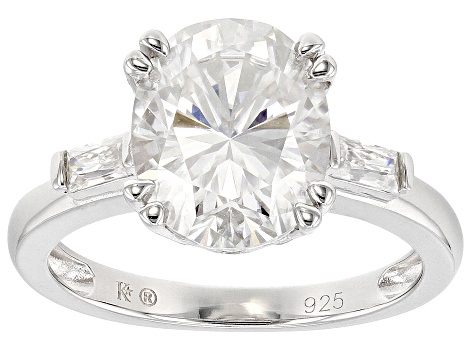 Moissanite Platineve Engagement Ring 4.38ctw DEW.