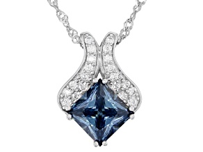 Blue And Colorless Moissanite Platineve Pendant 3.20ctw DEW.