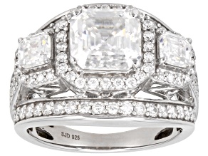 Moissanite Platineve Halo Ring 5.08ctw DEW.