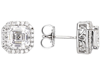 Picture of Moissanite Platineve Halo Earrings 4.14ctw DEW.