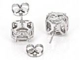 Moissanite Platineve Halo Earrings 4.14ctw DEW.