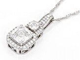 Moissanite Platineve Halo Pendant 3.78ctw DEW.