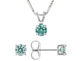 Green Moissanite Platineve Earrings And Pendant Set 1.50ctw DEW.