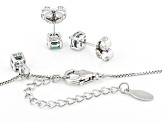 Green Moissanite Platineve Earrings And Pendant Set 1.50ctw DEW.