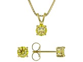 Yellow Moissanite 14k Yellow Gold Over Silver Earrings And Pendant Set 1.50ctw DEW.