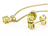 Yellow Moissanite 14k Yellow Gold Over Silver Earrings And Pendant Set 1.50ctw DEW.