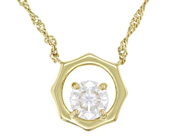 Picture of Moissanite 14k Yellow Gold Over Silver Solitaire Necklace 1.00ct DEW