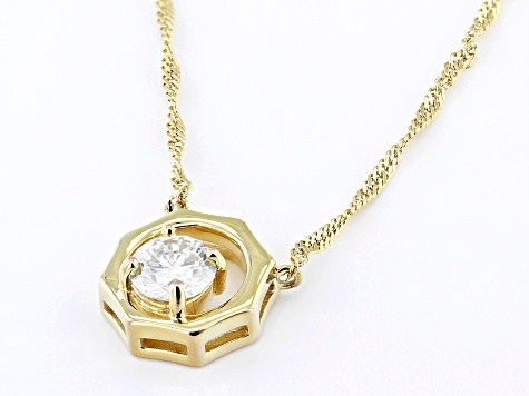Moissanite 14k Yellow Gold Over Silver Solitaire Necklace 1.00ct DEW