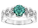 Green Moissanite Platineve Solitaire Ring 1.20ct DEW