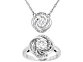 Moissanite Platineve Ring And Necklace Set 1.72ctw DEW.