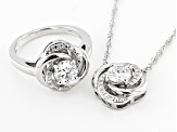 Moissanite Platineve Ring And Necklace Set 1.72ctw DEW.