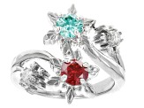 Green And Red And Colorless Moissanite Platineve 
Snowflake Ring 1.12ctw DEW