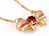 Red And Colorless Moissanite 14k Rose Gold Over Silver Bow Necklace .84ctw DEW