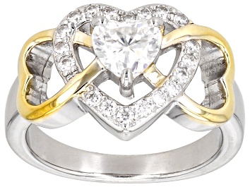 Picture of Moissanite Two Tone Heart Ring 1.18ctw DEW.