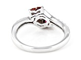 Red And Colorless Moissanite Platineve Heart Ring 1.18ctw DEW.