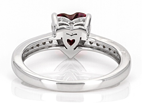 Red And Colorless Moissanite Platineve Heart Ring 1.45ctw DEW.