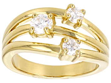 Picture of Moissanite 14k Yellow Gold Over Silver Scatter Design Ring .65ctw DEW