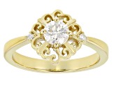 Moissanite 14k Yellow Gold Over Silver Promise Ring .54ctw DEW.