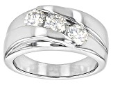 Moissanite Platineve 3 Stone Ring .99ctw DEW