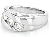 Moissanite Platineve 3 Stone Ring .99ctw DEW