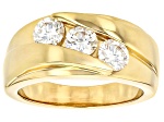 Moissanite 14k Yellow Gold Over Silver 3 Stone Ring .99ctw DEW