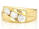 Moissanite 14k Yellow Gold Over Silver 3 Stone Ring .99ctw DEW