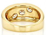 Moissanite 14k Yellow Gold Over Silver 3 Stone Ring .99ctw DEW