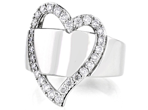 Moissanite Platineve Heart Ring .87ctw DEW.