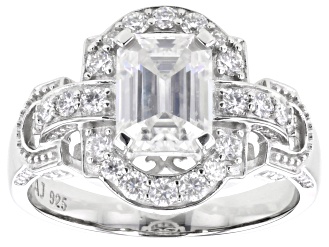 Moissanite Platineve Vintage Style Ring 2.29ctw DEW.