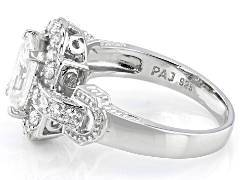 Moissanite Platineve Vintage Style Ring 2.29ctw DEW.