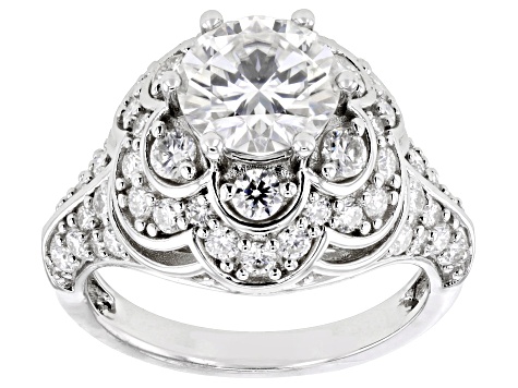 Moissanite Platineve Cocktail Ring 3.56ctw DEW.