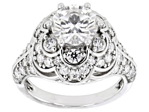 Moissanite Platineve Cocktail Ring 3.56ctw DEW.