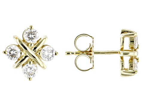 Moissanite 14k Yellow Gold Over Silver Earrings .80ctw DEW.