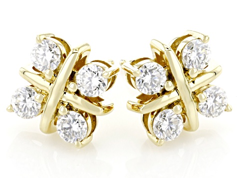 Moissanite 14k Yellow Gold Over Silver Earrings .80ctw DEW.