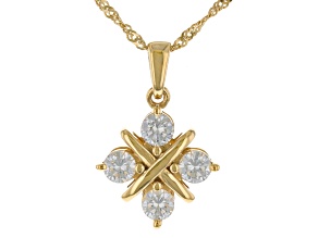 Moissanite 14k Yellow Gold Over Silver Pendant With Chain .92ctw DEW.