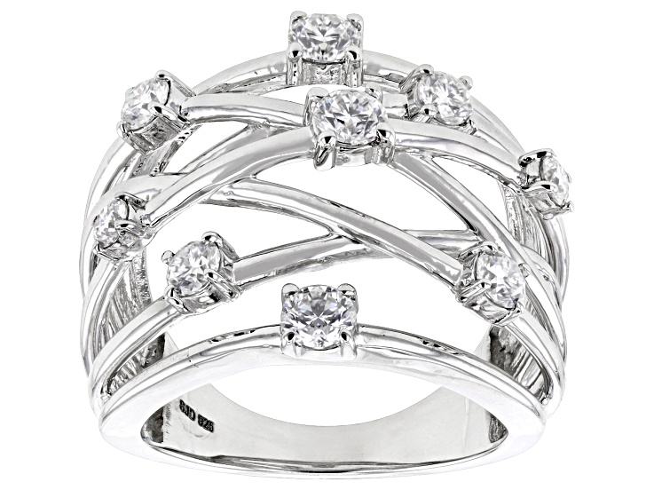 jtwm◆ Moissanite Platineve Scattered Design Ring 1.00ctw DEW