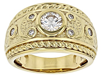 Picture of Moissanite 14k Yellow Gold Over Silver Vintage Design Ring .74ctw DEW.
