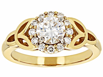 Picture of Moissanite 14k Yellow Gold Over Silver Ring 1.04ctw DEW.