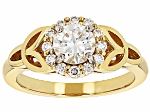 Moissanite 14k Yellow Gold Over Silver Ring 1.04ctw DEW.