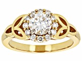 Moissanite 14k Yellow Gold Over Silver Ring 1.04ctw DEW.