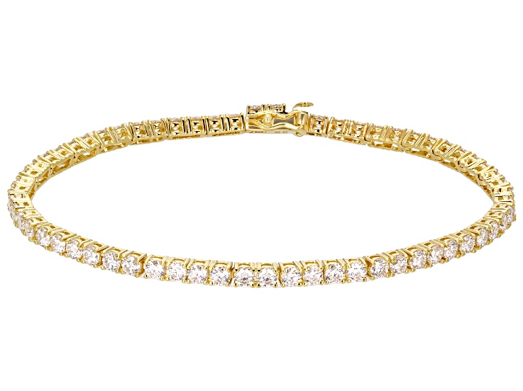 Moissanite 14k Yellow Gold Over Silver Tennis Bracelet 5.50